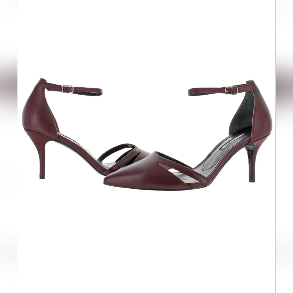 Charles David leather burgundy Astrid Closed point Toe Ankle Strap Pumps 11 New